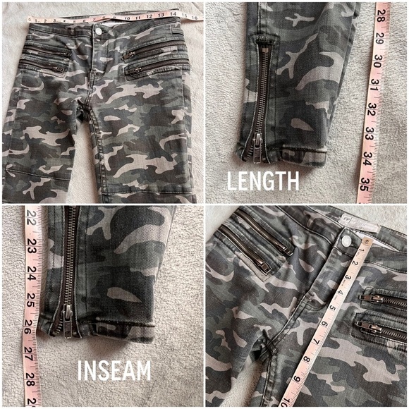 Free People Lennon Camouflage Moto Zipper Denim Cropped Skinny Jeans Sz 26 - Picture 17 of 17